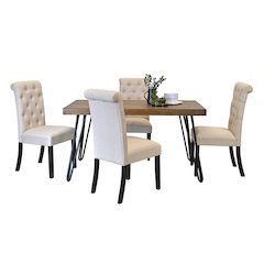Ashford 5-Pc Dining Set, Hairpin Dining Table with 4 Chairs, Tan