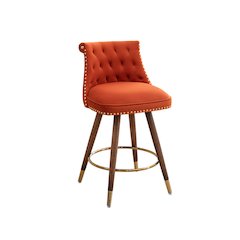 Elvara Set of 2 Button-Tufted Counter Stools with Nailhead Trim - Orange