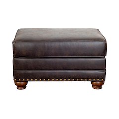 Leinster Faux Leather Upholstered Nailhead Ottoman in Espresso