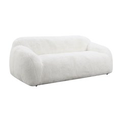 Adell Polar Bear Faux Fur Upholstered Sofa, Ivory White
