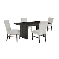 Madison 5-Piece Dining Set, Slat-Fluted Dining Table with 4 Stylish Chairs, Gray