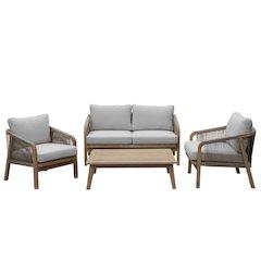 Lola 4 Piece Sofa Set Beige In Acacia