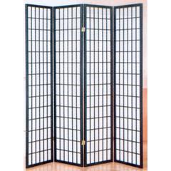 4-Panel Room Divider - Black
