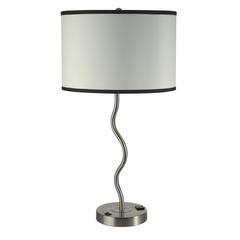 28.5"H Ivory Wave Table Lamp W/ Convenient Outlet, Adjustable Bulb Socket
