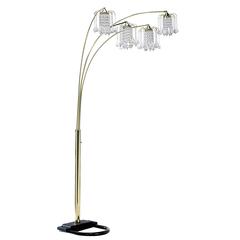 Polished Brass-Finish Floor Lamp With Crystal-Like Shad