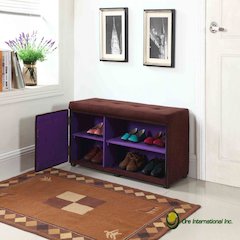 18"H Silver Grey Shoe Compartment Bench
