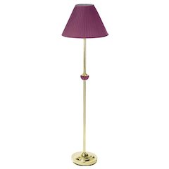 60"H Burgundy Ceramic/Brass Floor Lamp