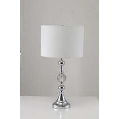 29.5" In Leona Crystal And Chrome Table Lamp W/ Outlet