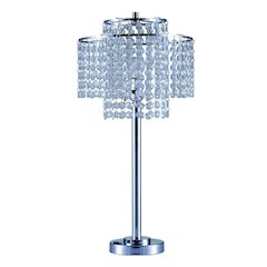 26" In 2 Tier Holly Glam Silver Table Lamp W/ Charging Station And Usb Port