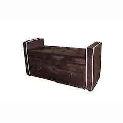 22" Brown Suede Shoe Storage Bench