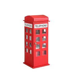 11.5" In British Red Telephone Booth Leather Jewelry Box