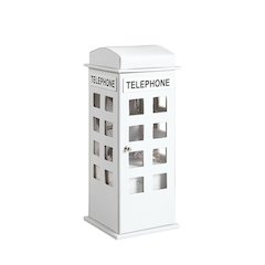 11.5" In British White Telephone Booth Leather Jewelry Box