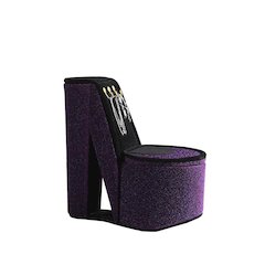 9" In Purple Iridescent Velvet High Heel Shoe Display W/ Hooks Jewelry Box