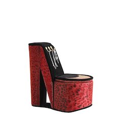 9" In Leopard Iridescent Print High Heel Shoe Display W/ Hooks Jewelry Box