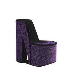 9" In Purple Iridescent Velvet High Heel Shoe Hidden Jewelry Box