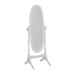 59.5"H Cottage White Finish Oval Wooden Cheval Standing Mirror