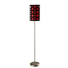 66"H Modern Retro Black-Red Floor Lamp