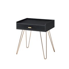 23.5" In Black Allen Mid-Century Accent Table W/ Copper Hairpin Legs