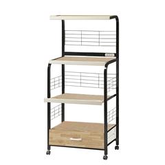 60"H Black Microwave Cart W/ Outlet