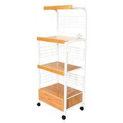 60"H White Microwave Cart W/ Outlet