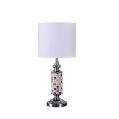 24" VICKI CHROME BOHEMIAN GLASS MOSAIC MODERN TABLE LAMP