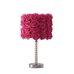 18.25" In Red Roses In Bloom Acrylic/Metal Table Lamp