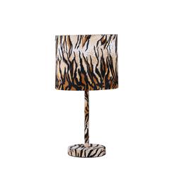 19.25" in FAUX SUEDE TIGER PRINT METAL TABLE LAMP