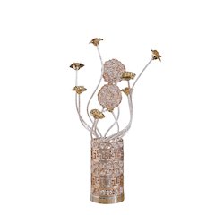 21.5"H 3 G4 Led Aluminum Golden Rose Wire Bud Flower Bud Table Lamp