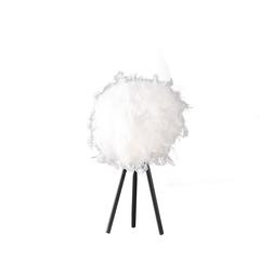 20.5" in PURE WHITE FEATHER SHADE TRIPOD MODERN METAL TABLE LAMP
