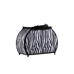 11.75" in ZEBRA ANIMAL PRINT PURSE w/ BLACK FAUX HANDLE TABLE LAMP