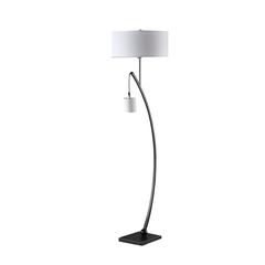 59" in CONTEMPORARY DUAL BLACK ARC W/ HANGING PENDELUM LAMP METAL FLOOR LAMP