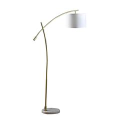 65" in OSCAR PENDULUM STYLE WHITE METAL FLOOR LAMP ON WHITE MARBLE BASE