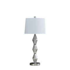 29.5" in EMIL MODERNE GEOMETRIC GLASS BRUSHED SILVER TABLE LAMP