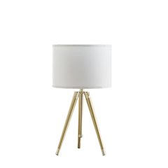 35.5" - 25.75"H Adjustable Hieght Brass/Shiny Gold Modern Tripod Table Lamp