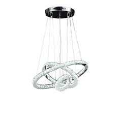 Eira Triple Hoop Modern Crystal Stainless Led Remote Control Dimmer Chandelier