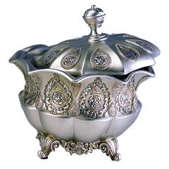 8"H Traditional Royal Silver Metalic Decorative Jewelry Box