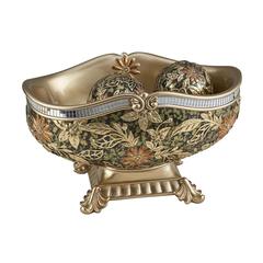 8"In Chrysanthenum Resin Fruit Bowl W/ Spheres