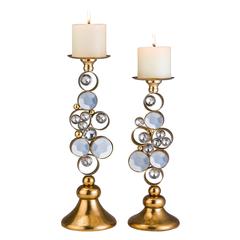 14" / 16"H Gold Mahla Candleholder Set, Set of 2