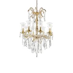 41.75" In Adeline Crystal Matte Gold 8 Led Lights W/ Hurricane Glass Chandelier