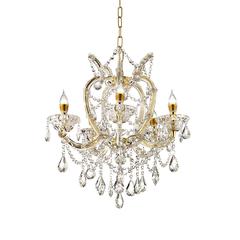 22"In Bella Petite Gold Crystal 5-Lights Led Hard-Wired Chandelier