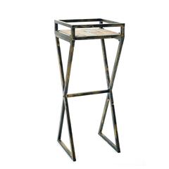 35.5" in GRAY STONE SLAB BLACK/GOLD METAL PLANT STAND
