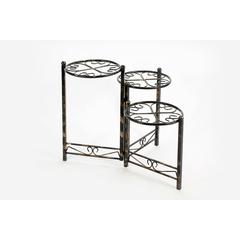 24.41" THREE TIER HEART CLOVER BLACK/GOLD ROUND PLANT STAND