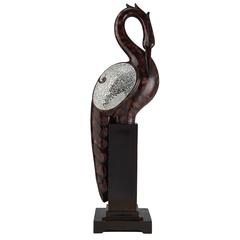 26.5 In Folius Floral Foliage Long Neck Crane Bird Décor