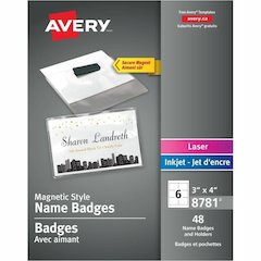 Avery&reg; Magnetic Style Name Badge Kit - 4" Width x 3" Height - Rectangular Shape - Reusable, Durable, Flexible, Top Loading, Magnetic, Damage Resistant - Event, Seminar - Plastic - Clear, White - 4