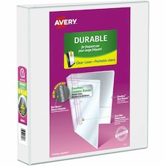 Avery&reg; Durable View Binder - Letter - 8 1/2" x 11" Sheet Size - 375 Sheet Capacity - 1.50" Ring - Fastener: Slant D-Ring - Pocket: 2 - Linen Pattern - White - Durable, Label Holder, Pocket, Custom