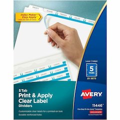 Avery&reg; Index Maker Print & Apply Dividers - 125 x Divider(s) - Print-on Tab(s) - 5 - 5 Tab(s)/Set - 8.5" Divider Width x 11" Divider Length - 3 Hole Punched - White Paper Divider - White Paper Tab