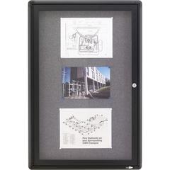 Quartet Enclosed Bulletin Board - 36" Height x 24" Width - Gray Fabric Surface - Hinged, Durable, Shatter Proof, Self-healing - Graphite Frame - 1 Each