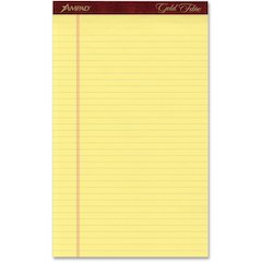 TOPS Gold Fibre Premium Rule Writing Pads - Legal - 50 Sheets - Watermark - Stapled/Glued - 0.34" Ruled - 16 lb Basis Weight - Legal - 8 1/2" x 14" Sheet Size - Yellow Paper - Bleed-free, Chipboard Ba