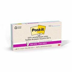 Post-it&reg; Super Sticky Adhesive Note - 420 - 3" Flag/Note Width x 3" Flag/Note Length - 70 Sheets per Pad - Assorted Wanderlust Pastel - Removable, Repositionable, Recyclable, Pop-up - Recycled - 1