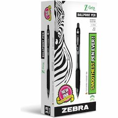 Zebra Z-Grip Retractable Ballpoint Pens - Retractable - Black Ink - Black Barrel - 1 Dozen